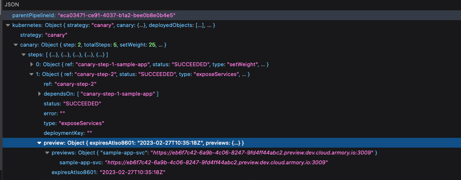 The preview link in the REST API results